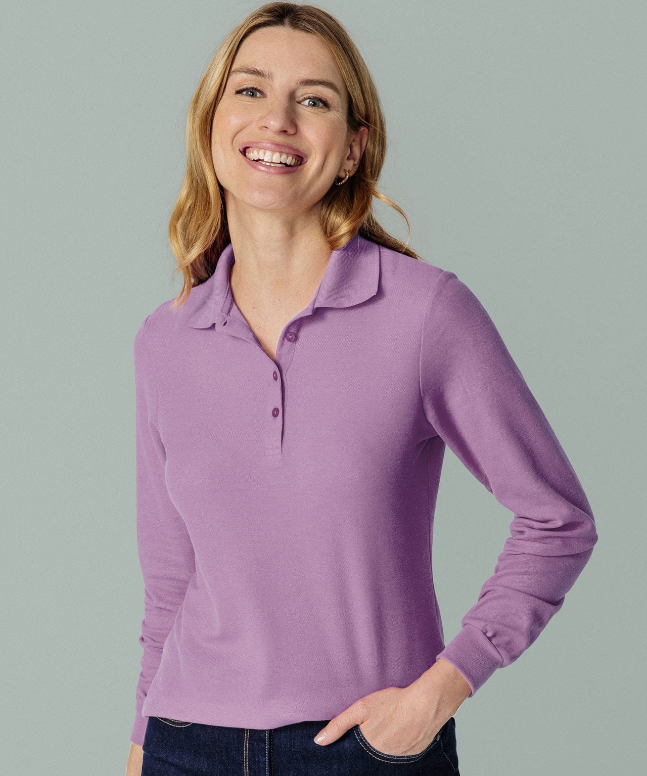 Damart Long Sleeved Pique Polo from Damart