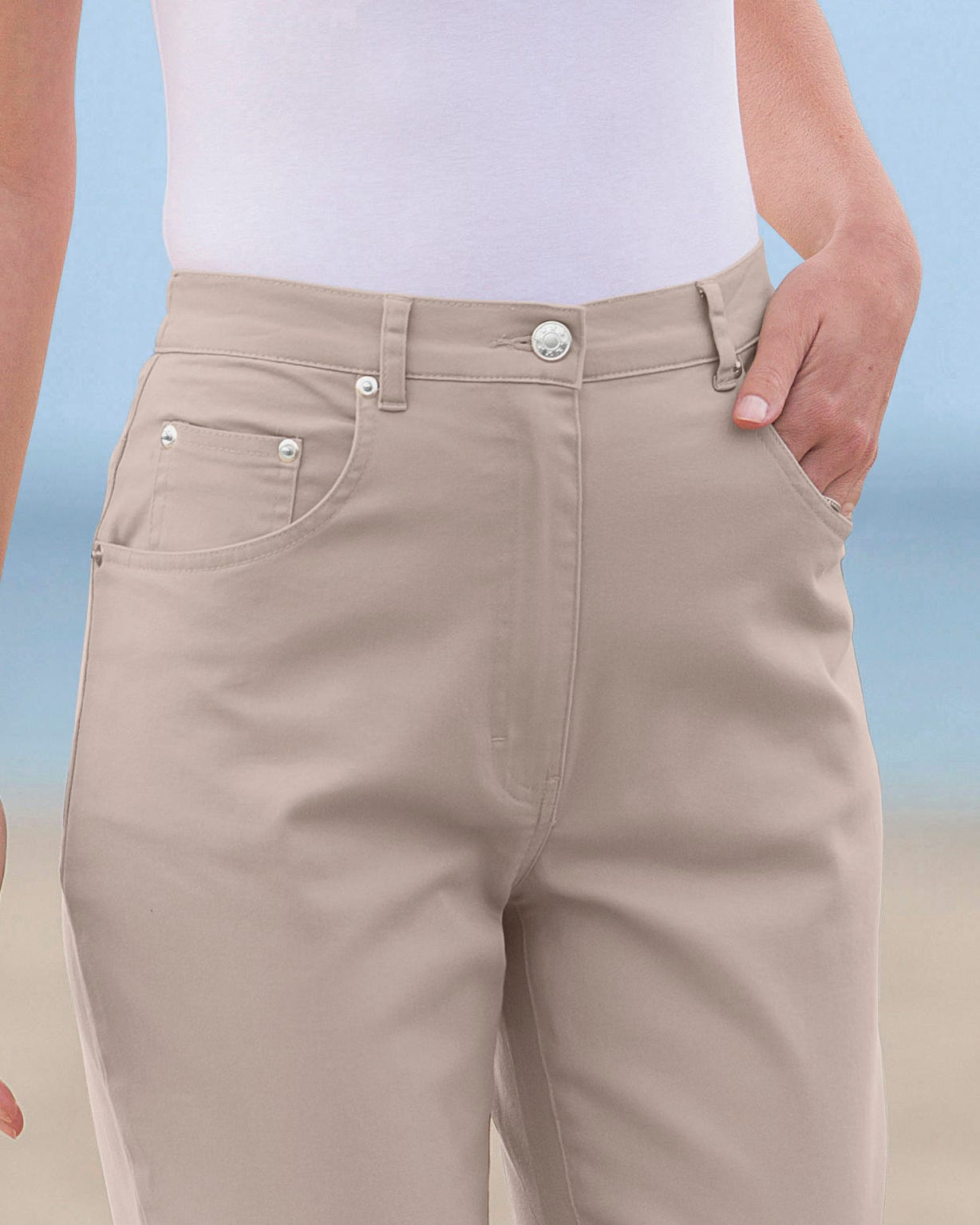 Cotton Stretch Cropped Trousers