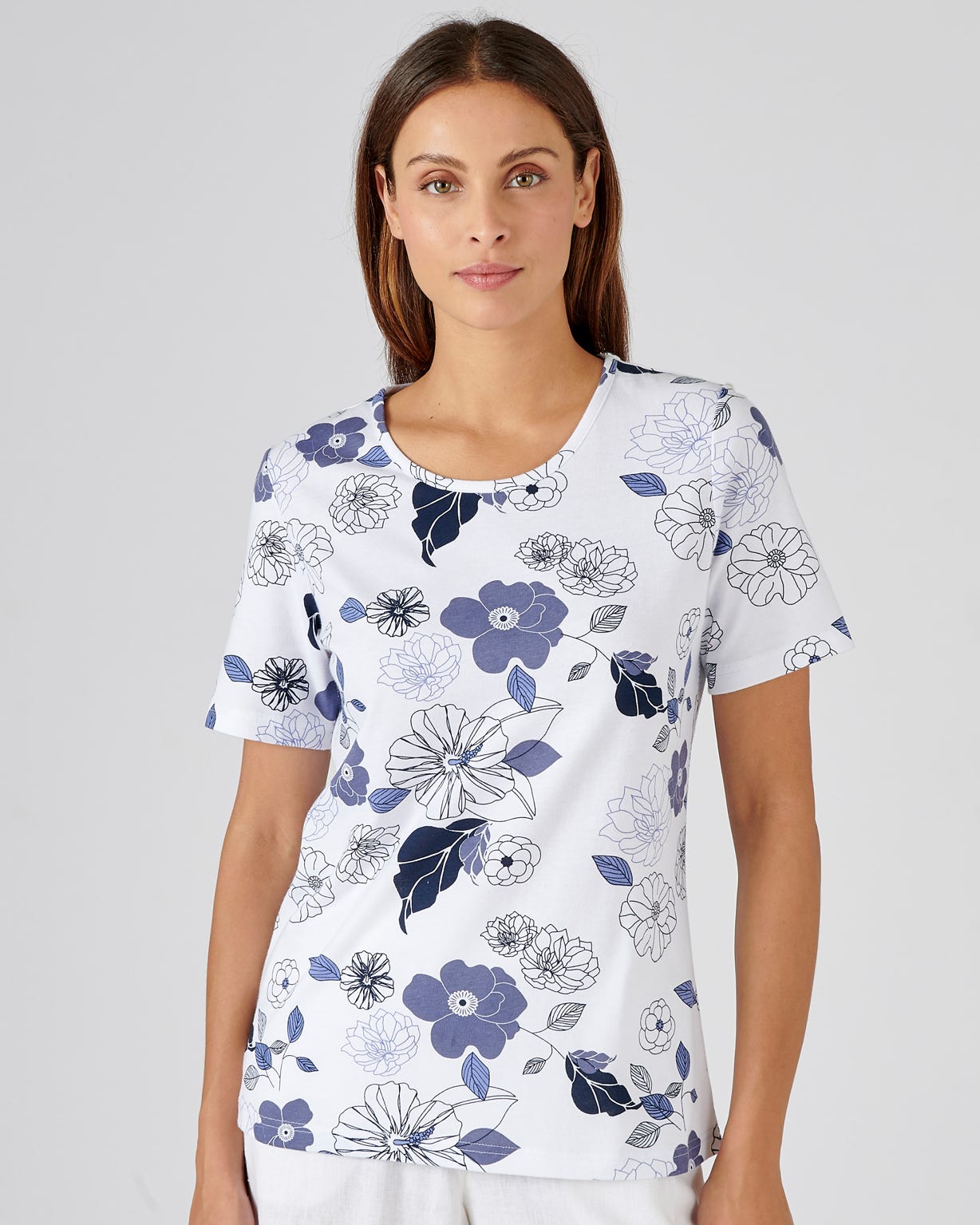 Floral Print Cotton T-shirt