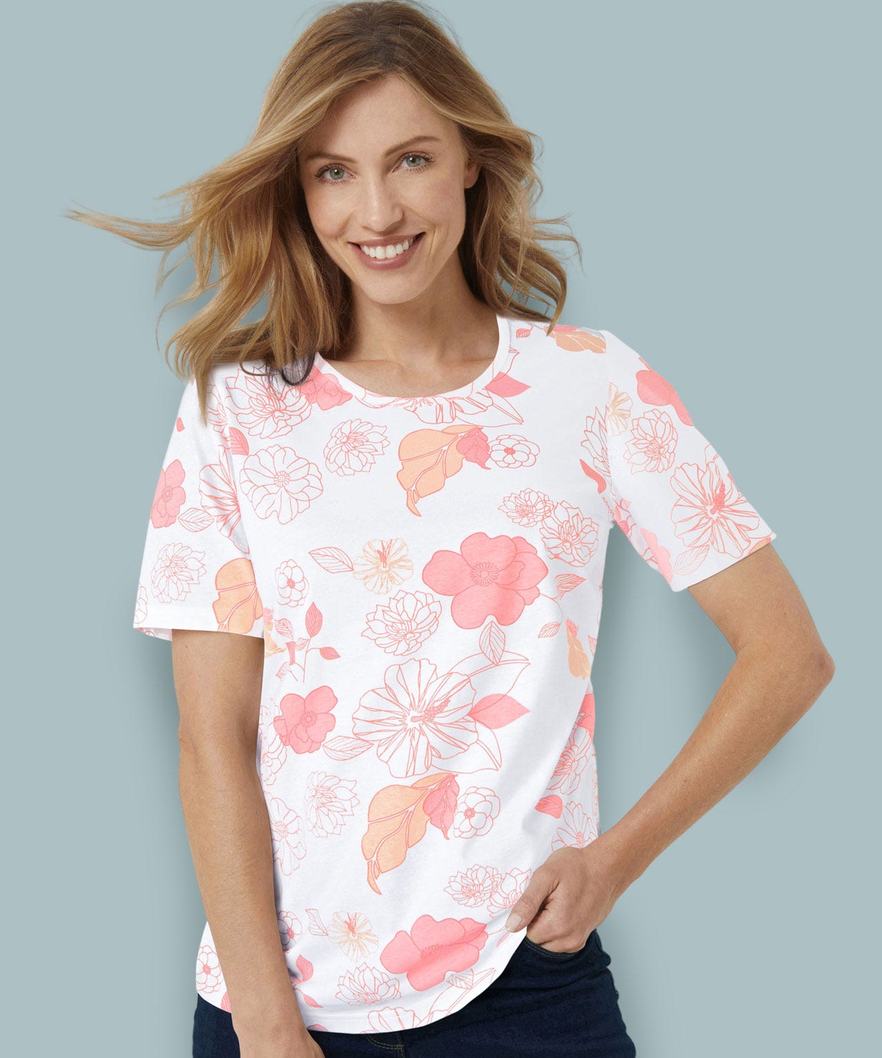 Floral Print Cotton T-shirt