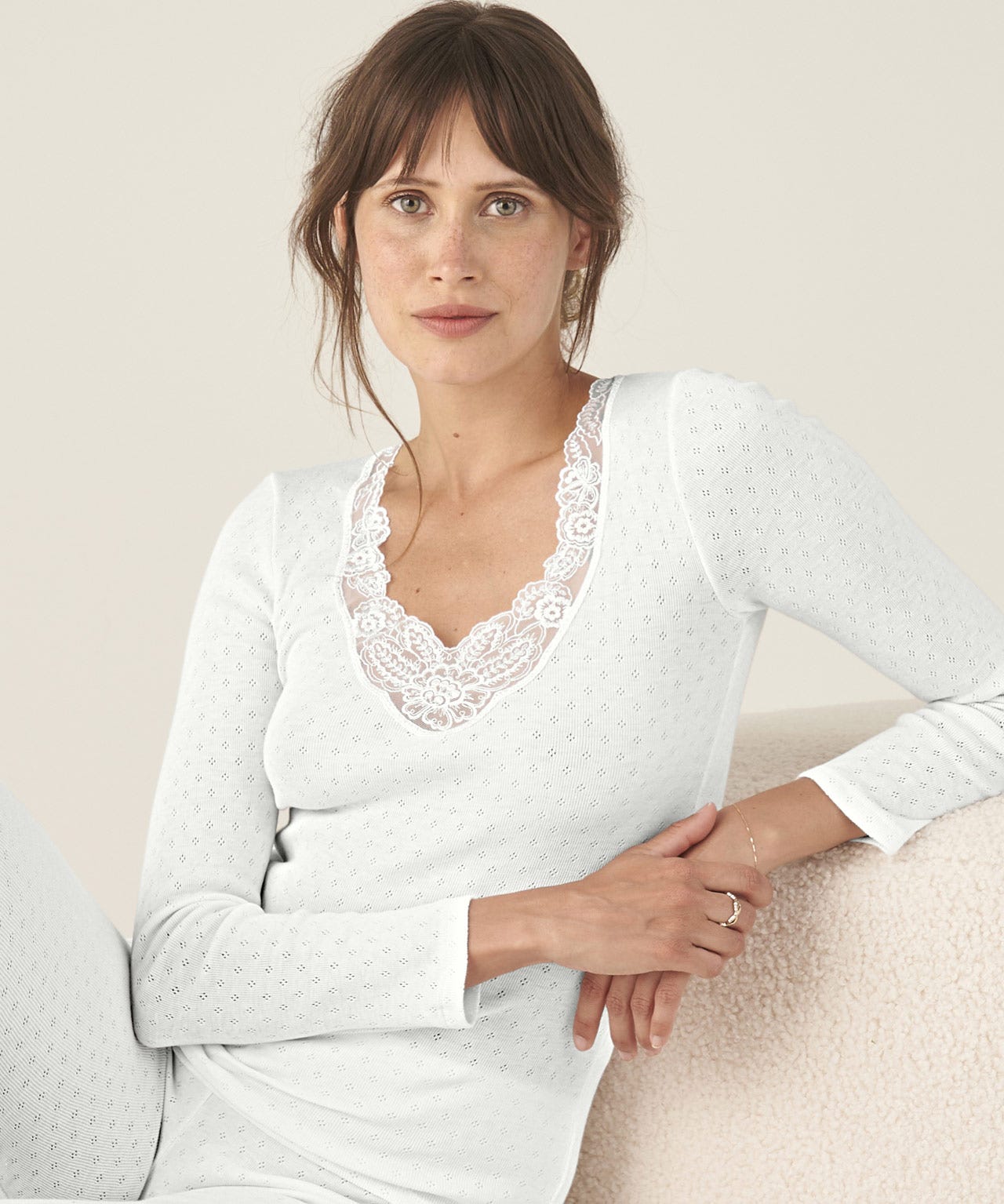 Damart Women's White Thermal Intense Warmth Long Sleeve Top