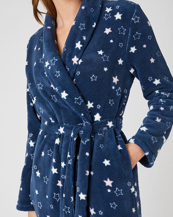Tie Belt Fleece Dressing Gown