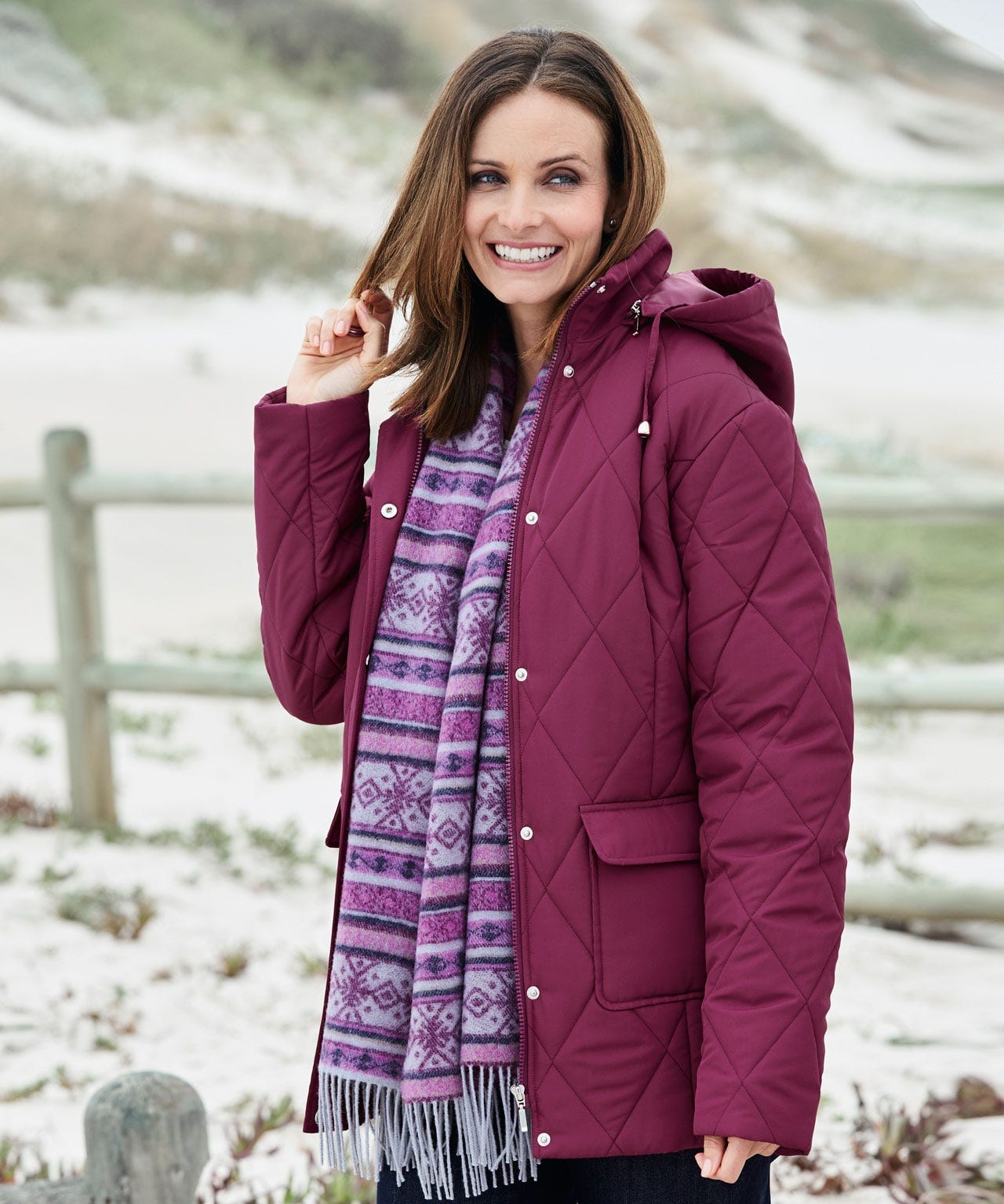 Showerproof Quilted Parka with Hood