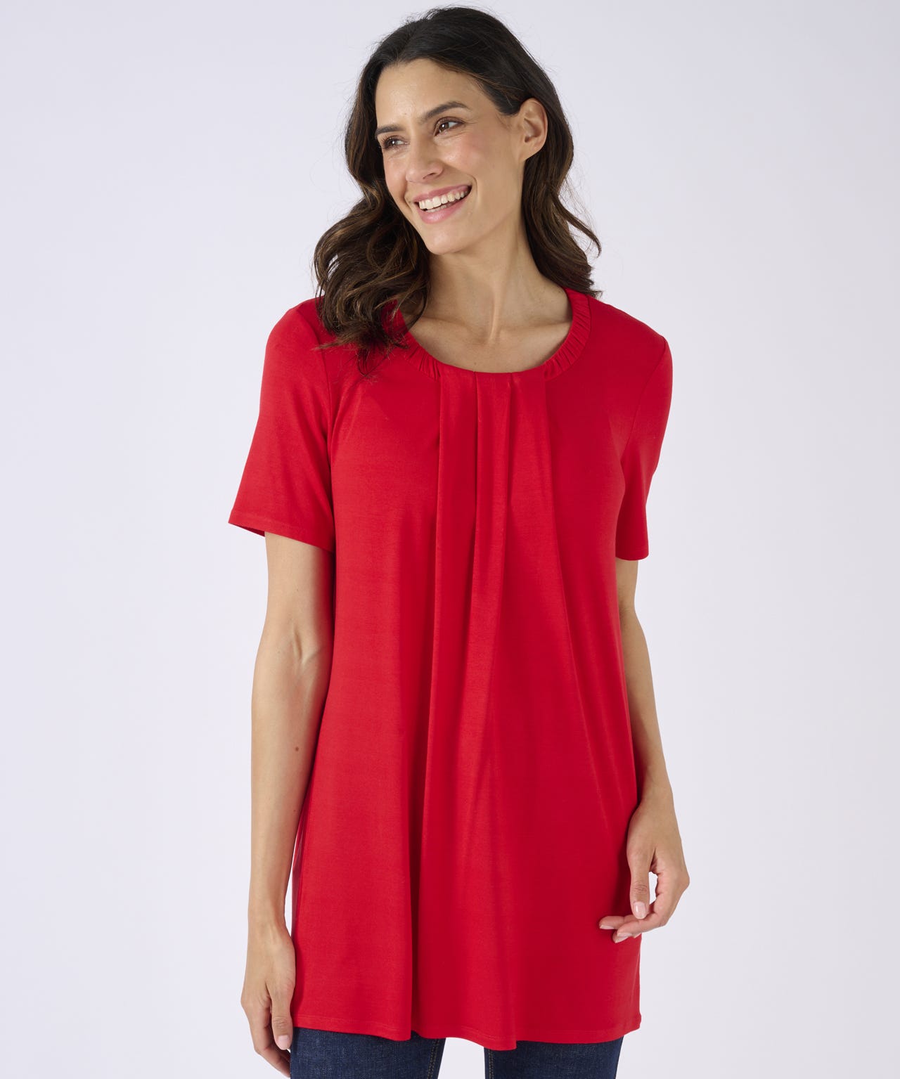 Skin Soft Short Sleeved Neck Detail Tunic