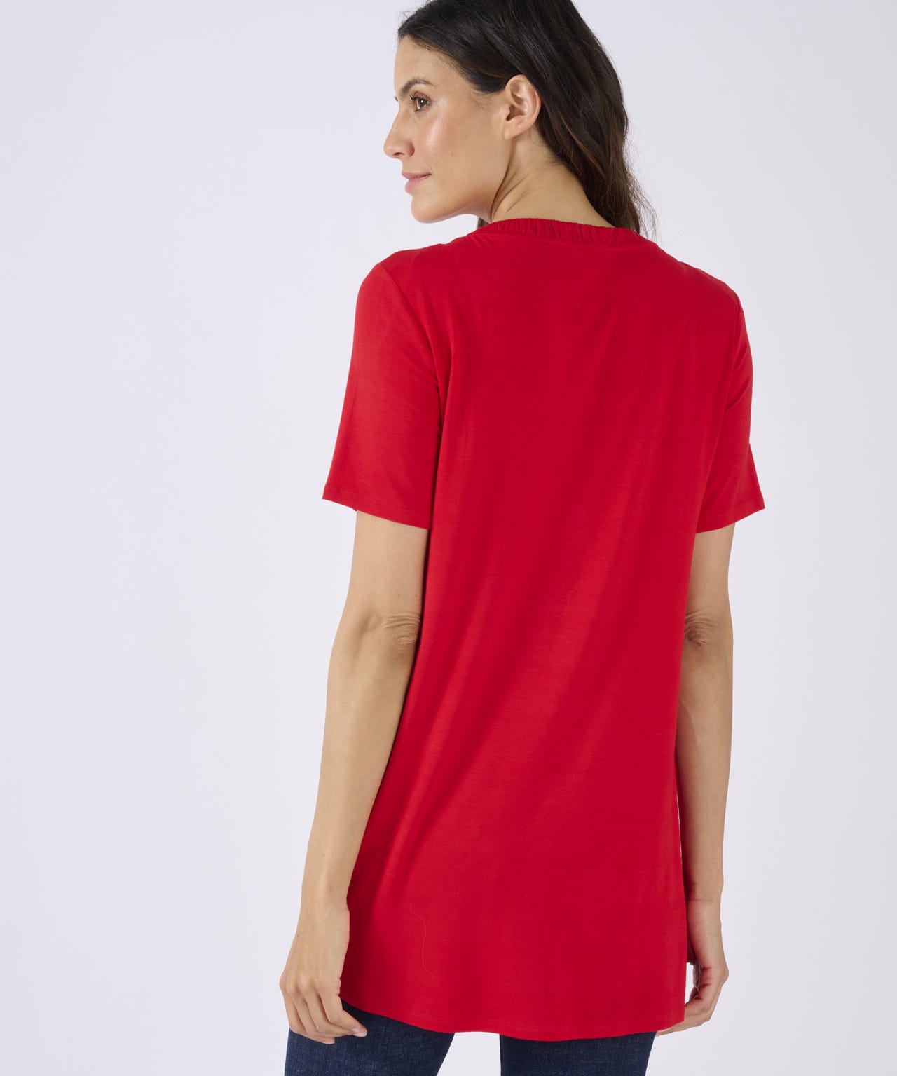 Skin Soft Short Sleeved Neck Detail Tunic