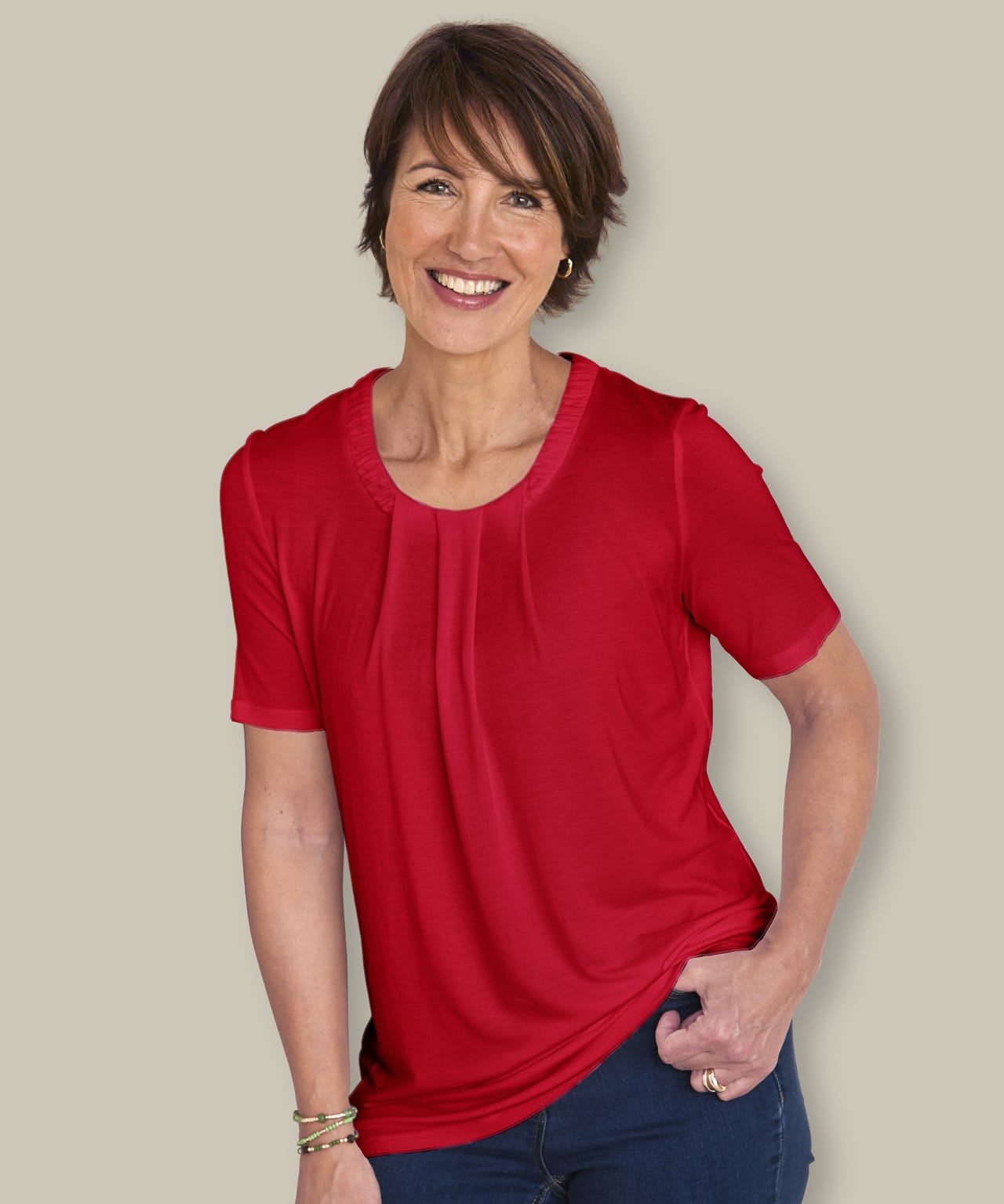 Skin Soft Short Sleeved Neck Detail Tunic
