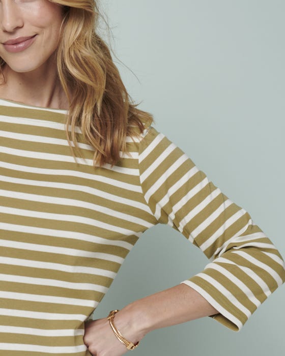 Striped Boat Neck Cotton Top