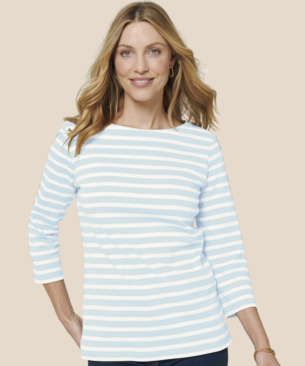 Striped Boat Neck Cotton Top