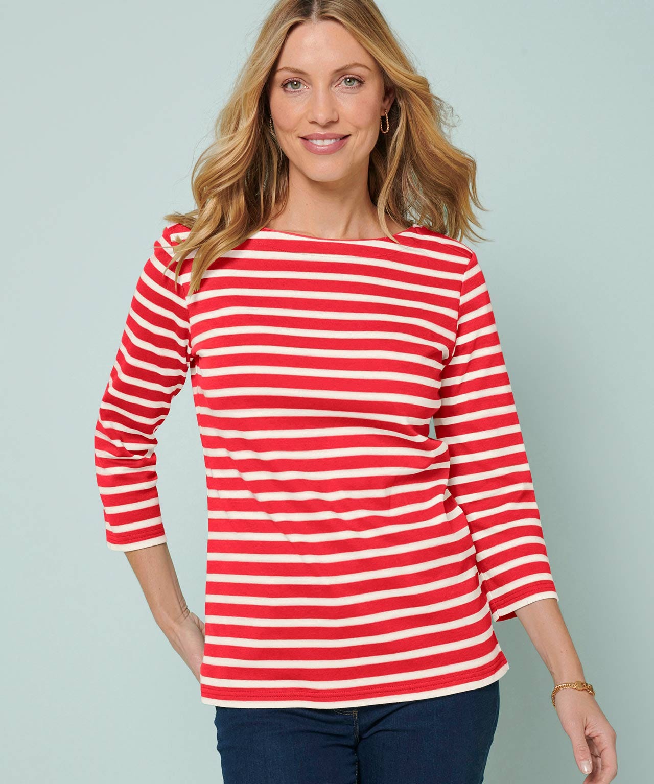Striped Boat Neck Cotton Top