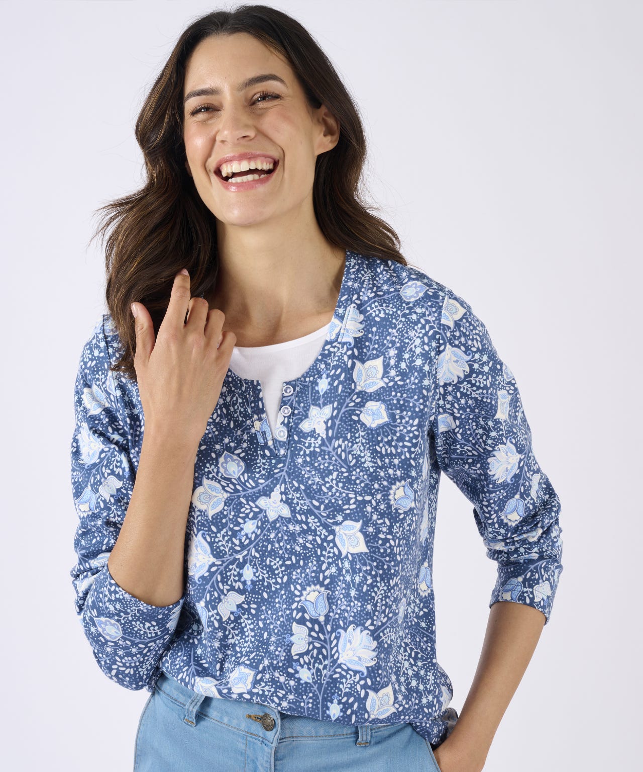 Printed Mock 2-in-1 Top