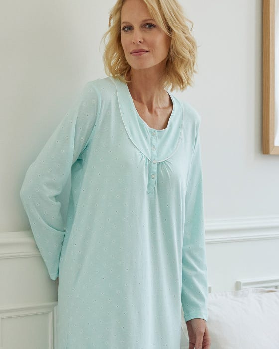 Pack of 2 Combed Cotton Long Sleeve Nightdresses