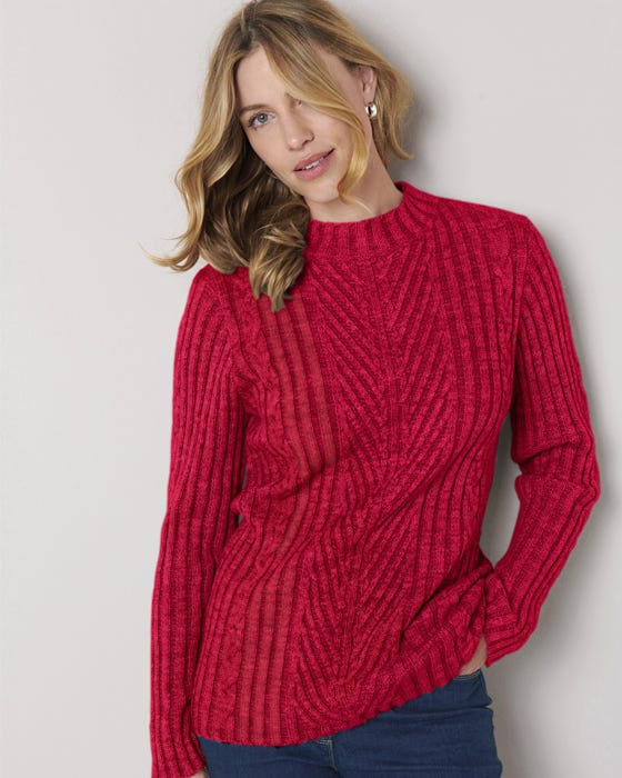 Damart Women's Poppy Red Toasty Thermal Turtleneck Sweater