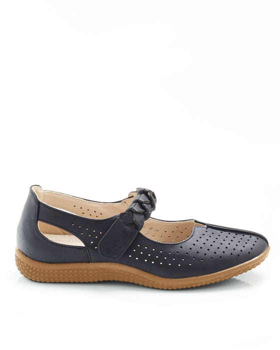 Cushion-walk Touch-fasten Strap Shoe