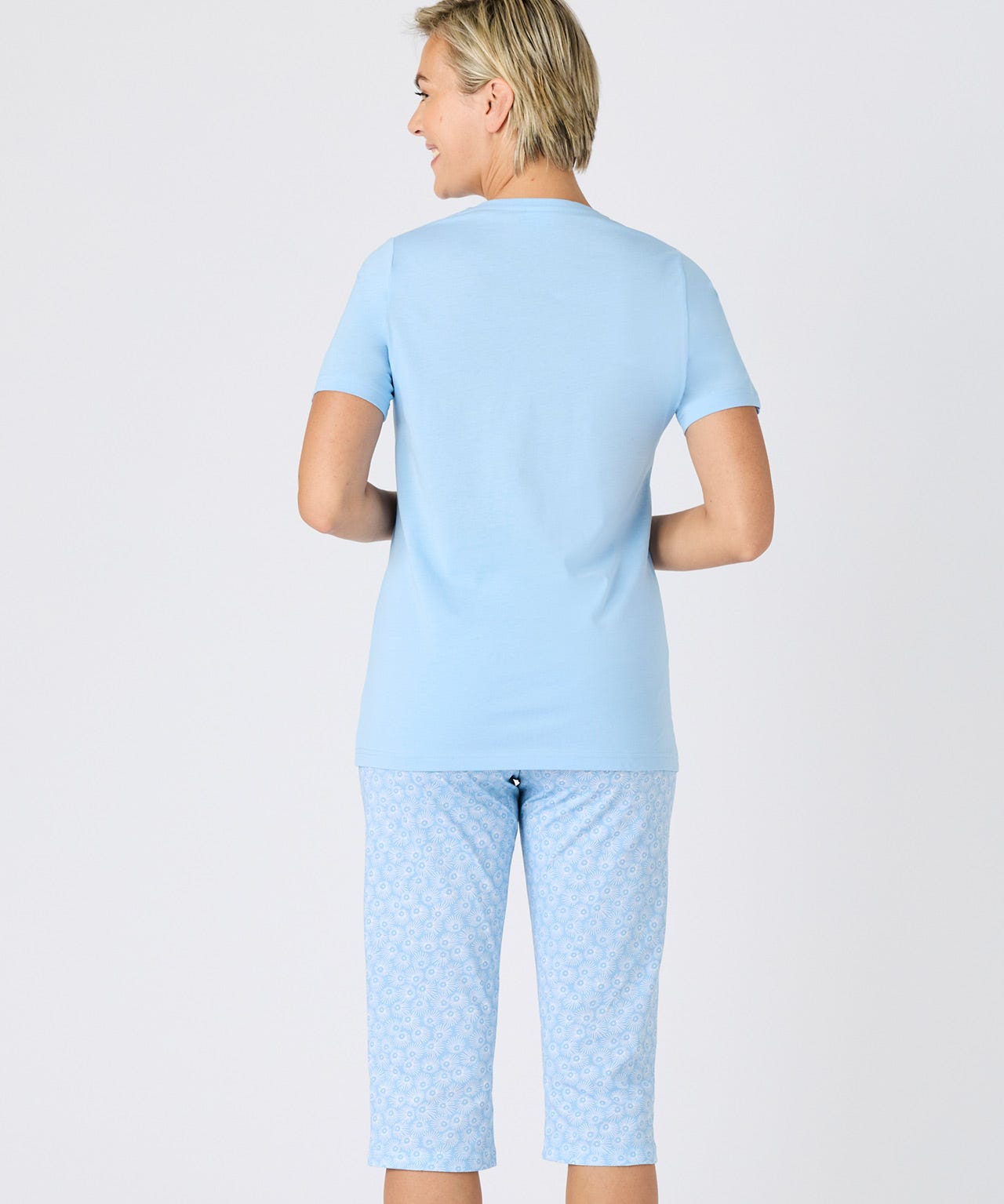 Short Sleeve Cropped Cotton Pyjamas