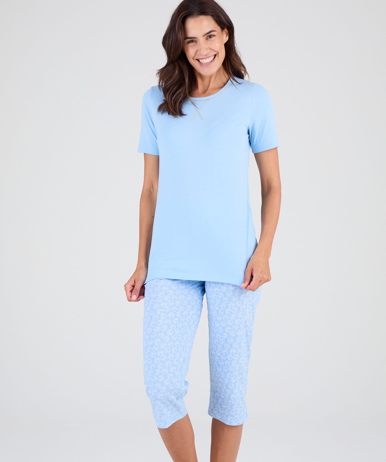 Short Sleeve Cropped Cotton Pyjamas