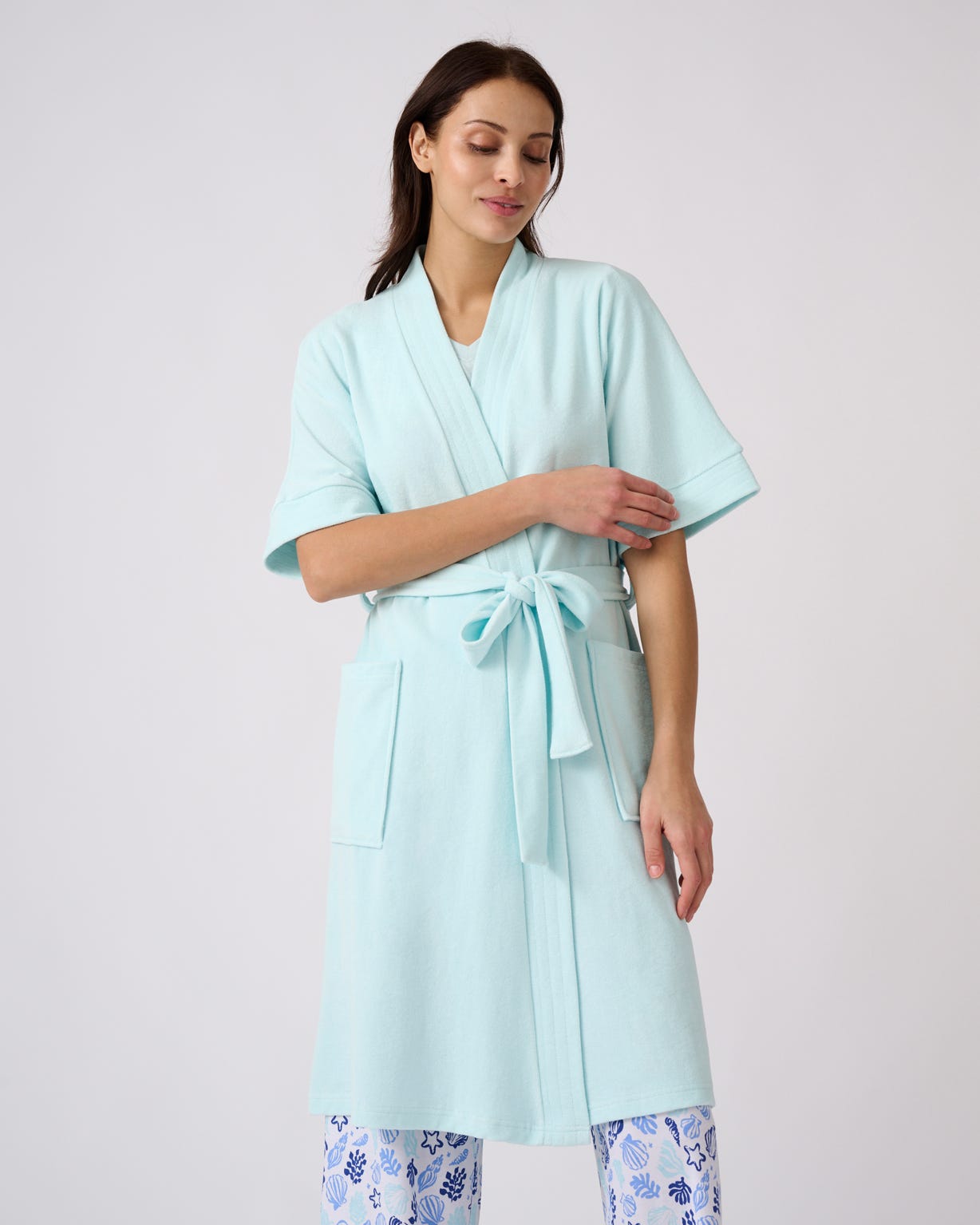 Short Sleeve Towelling Gown 