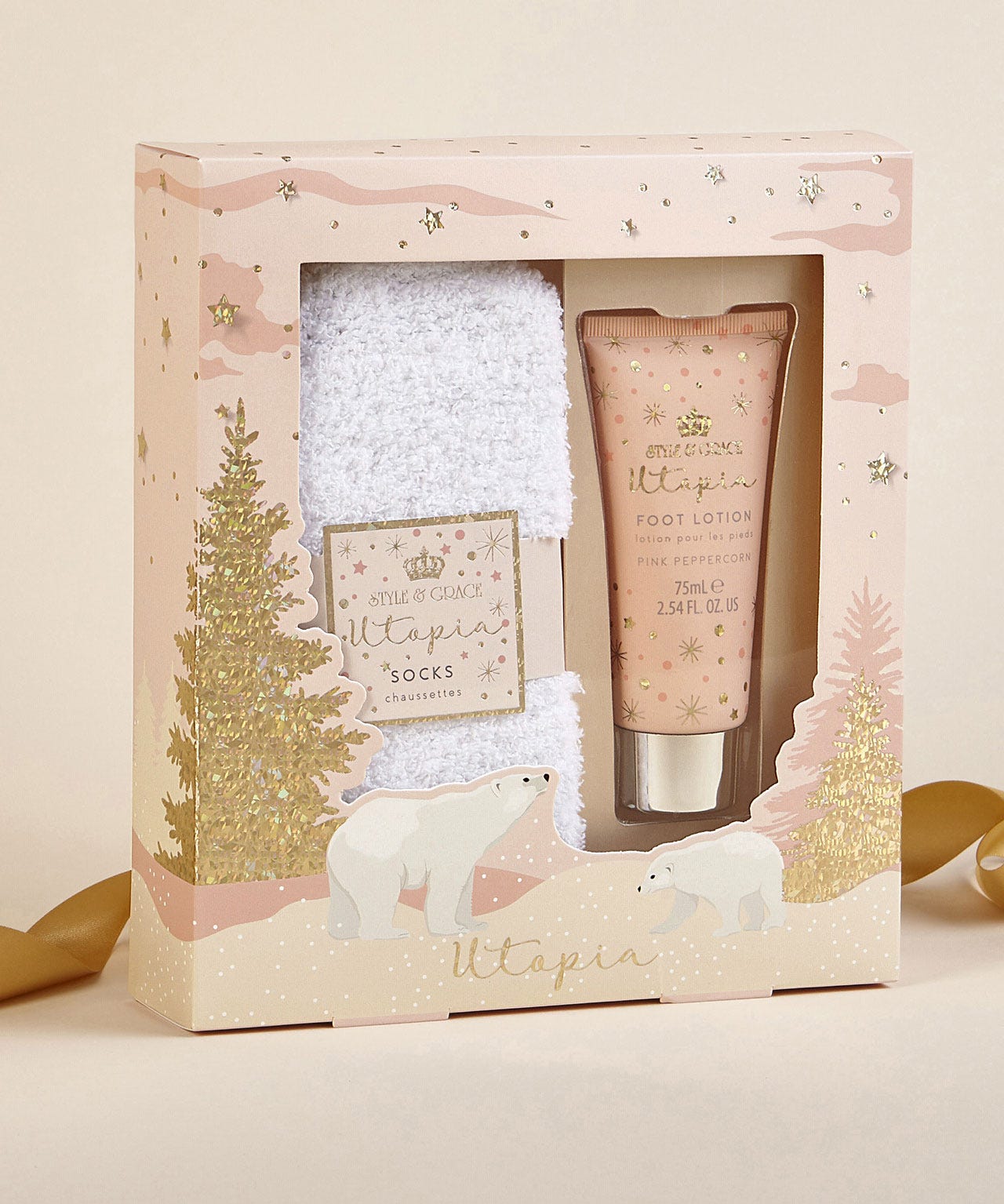 Spa Collection Fluffy Sock and Foot Cream Set