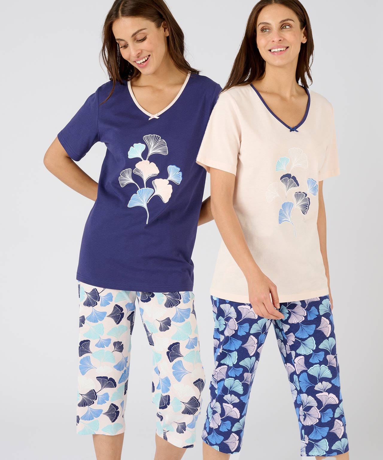 Pack of 2 Short Sleeve Cotton Crop Pyjamas