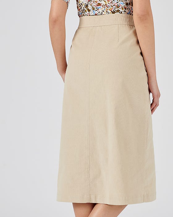 Corduroy Skirt with Button Detail