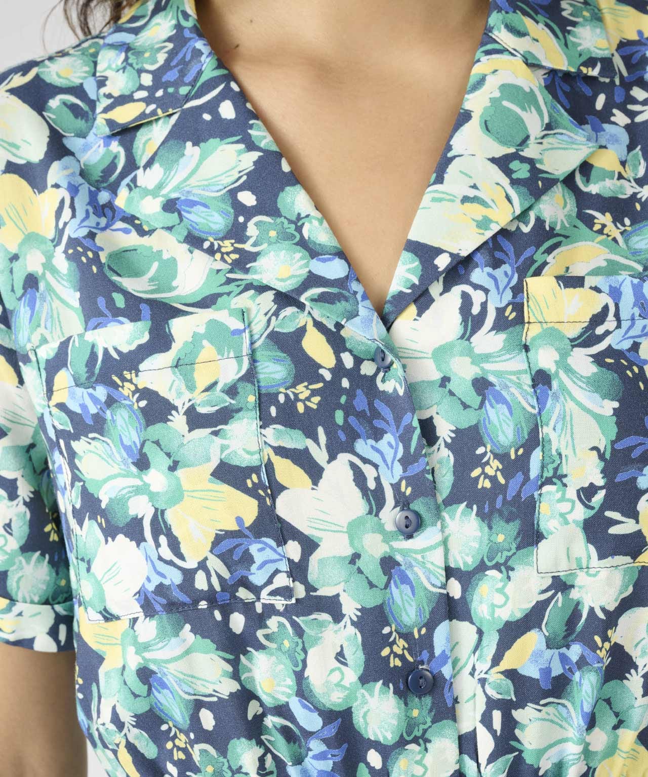Button-through Print Dress