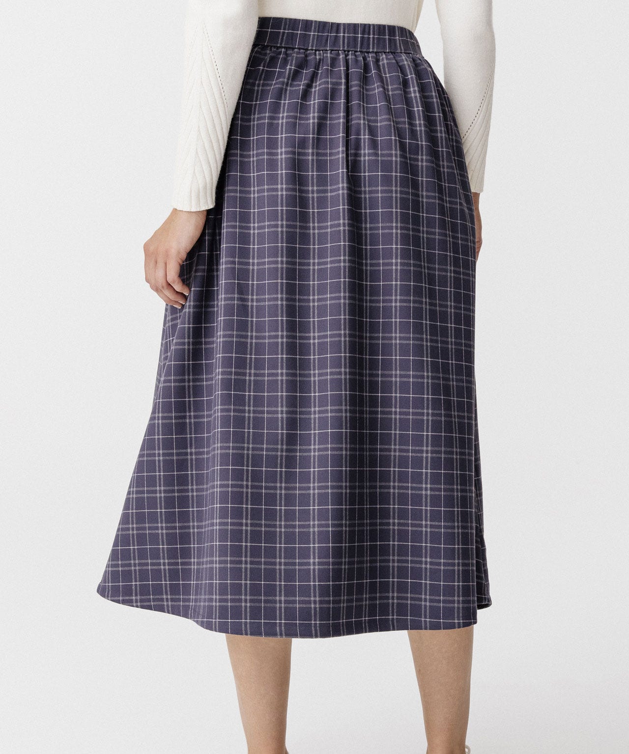 Check Button-Through Skirt
