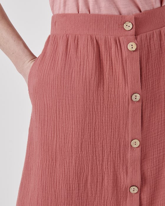 Button-through Tiered Skirt