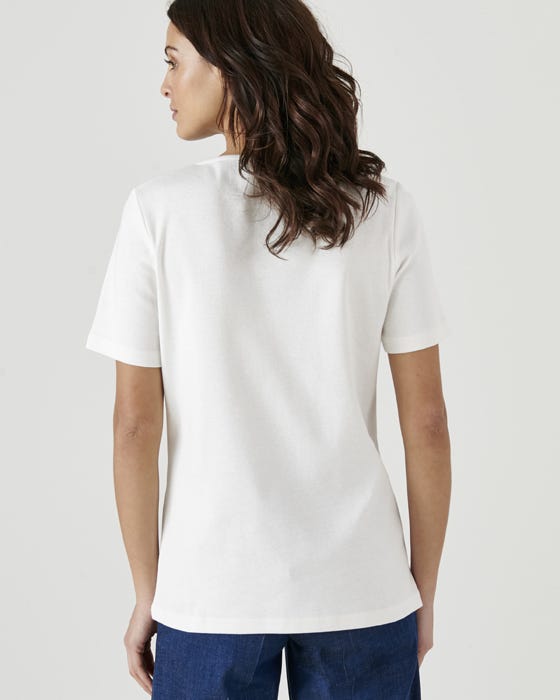 Pure Cotton Pleat Detail T-shirt