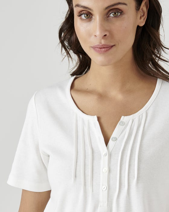 Pure Cotton Pleat Detail T-shirt