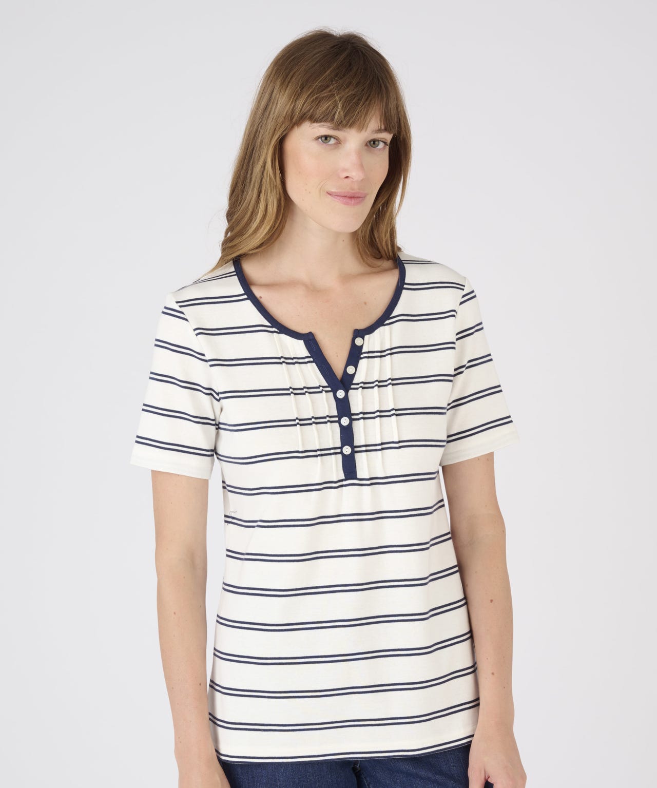 Pure Cotton Pleat Detail T-shirt