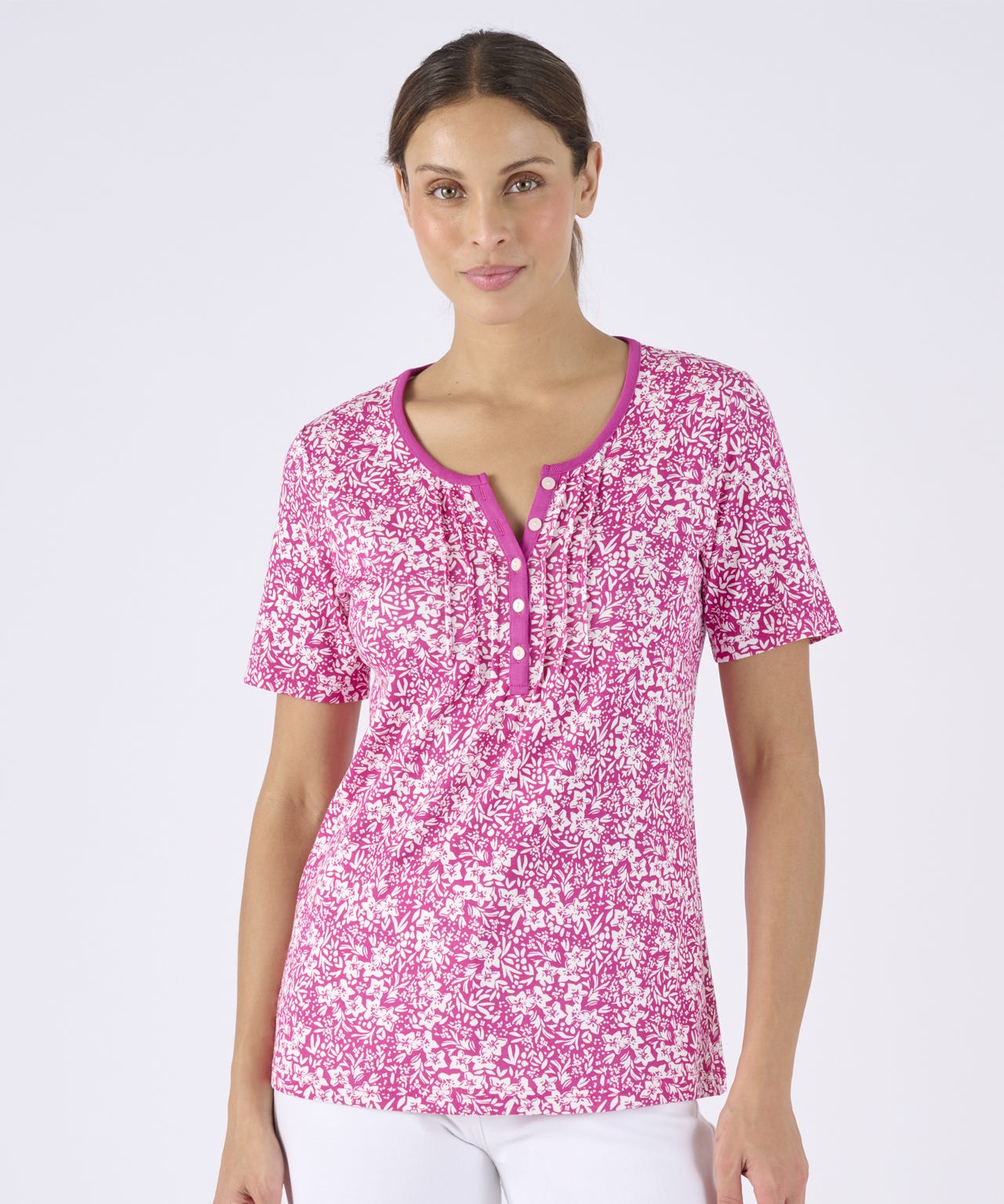 Pure Cotton Pleat Detail T-shirt