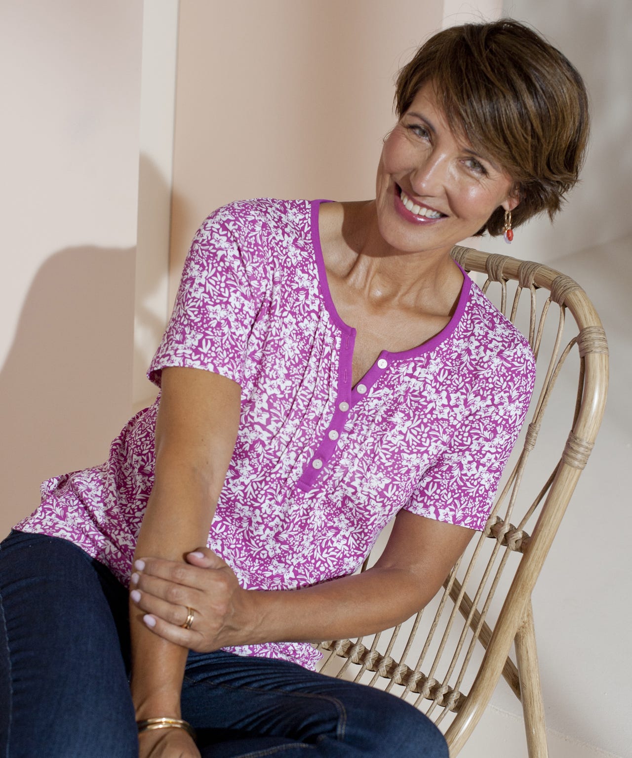 Pure Cotton Pleat Detail T-shirt