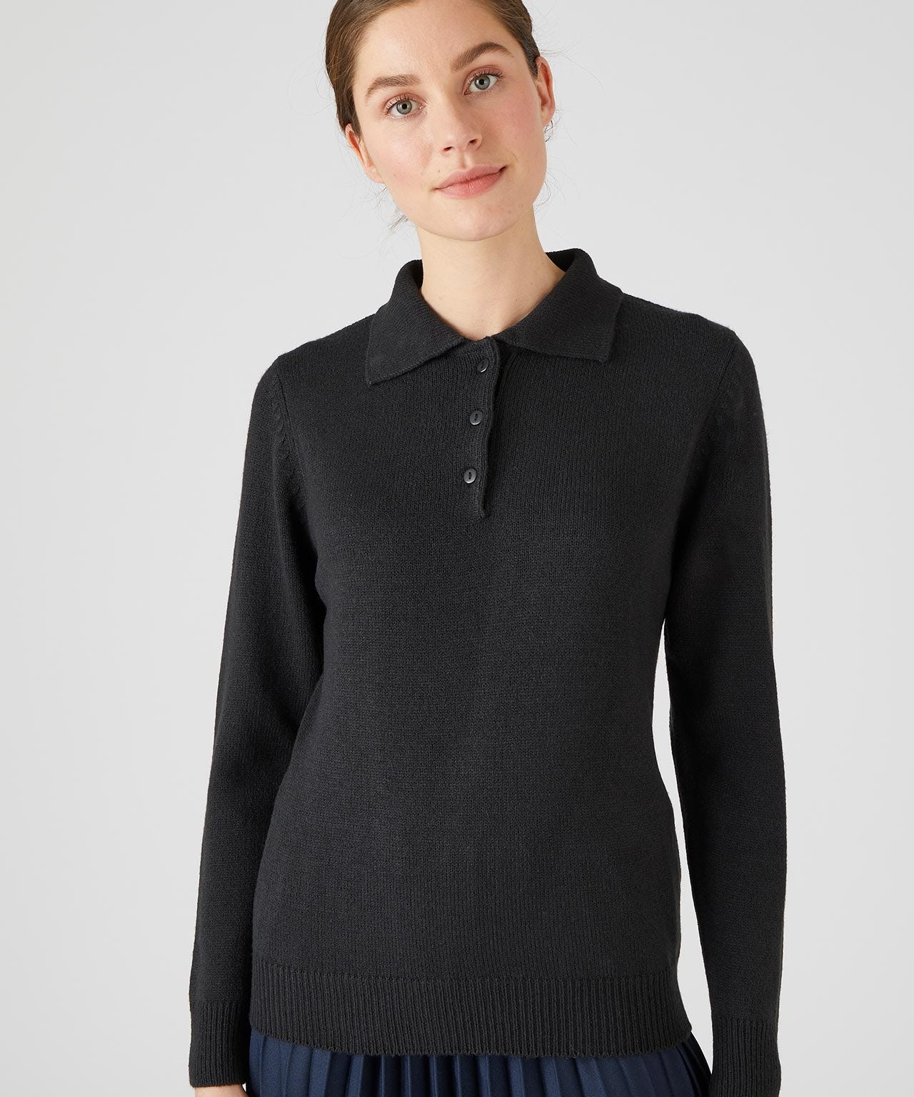 Damart Women's Black Polo Collar Jumper