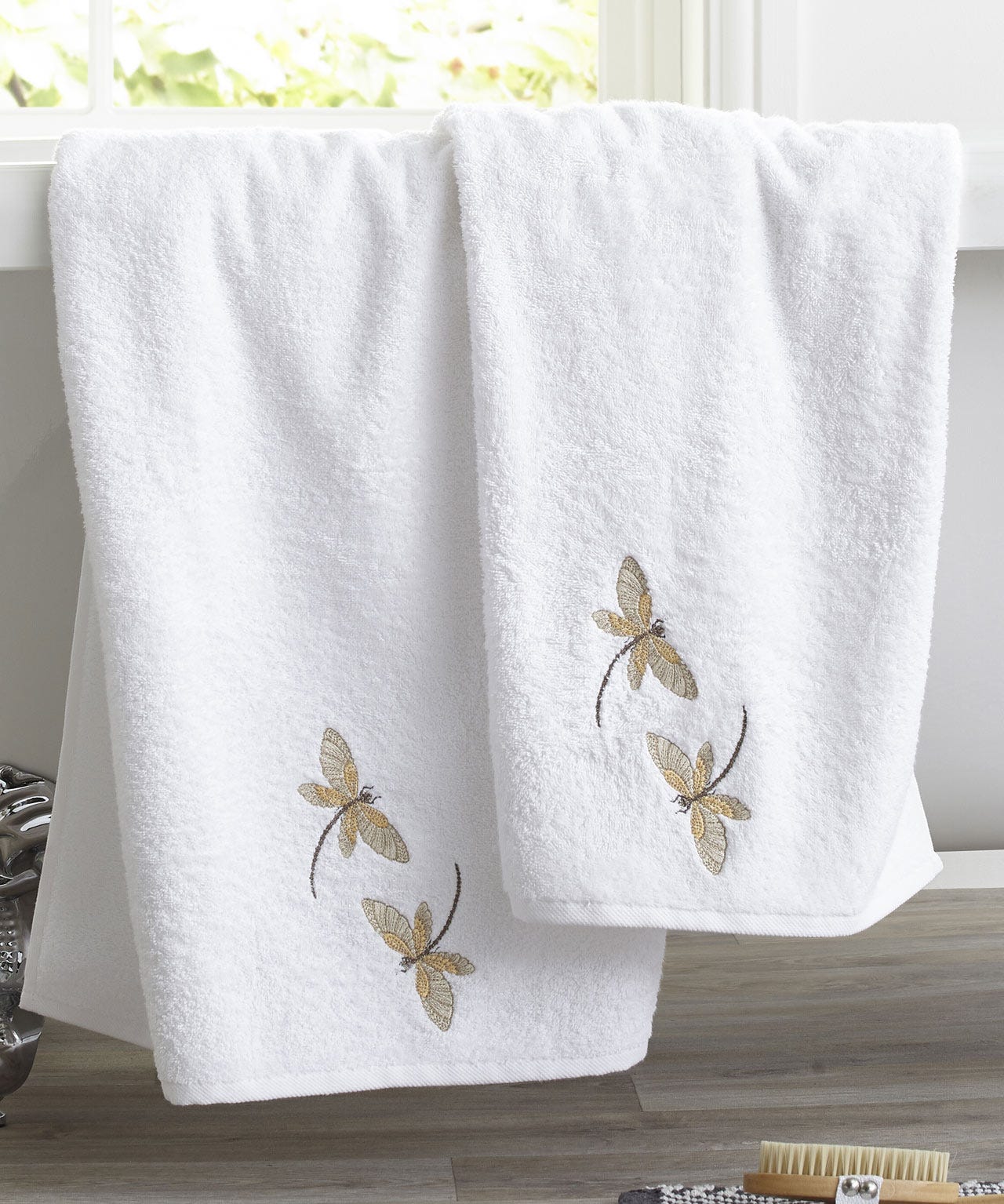 Embroidered Dragonfly Towel