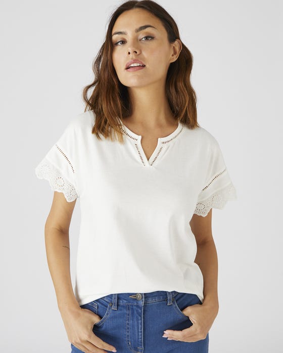 Damart Women's Off White Organic Cotton T-Shirt