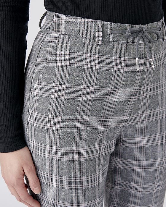 Tie-waist Detail Check Trousers