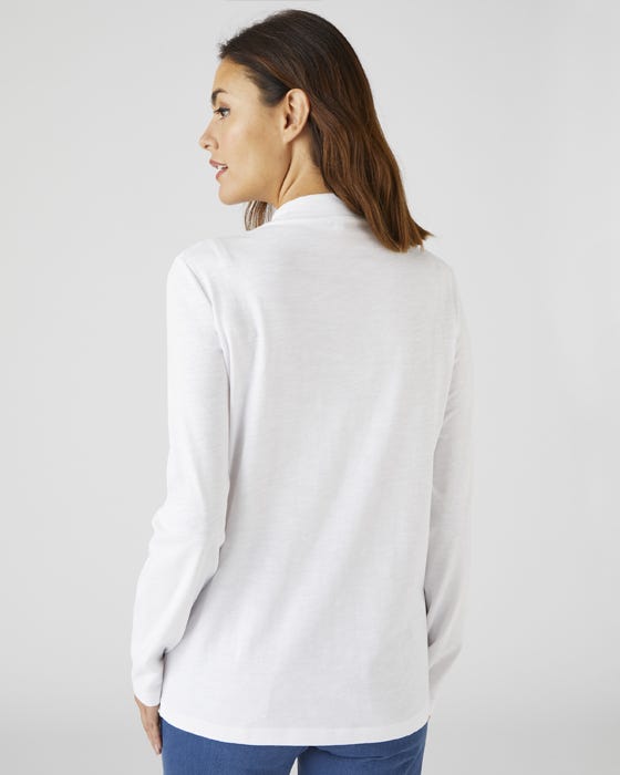 Turtleneck Long Sleeved Cotton T-shirt