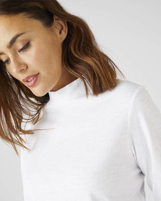 Turtleneck Long Sleeved Cotton T-shirt