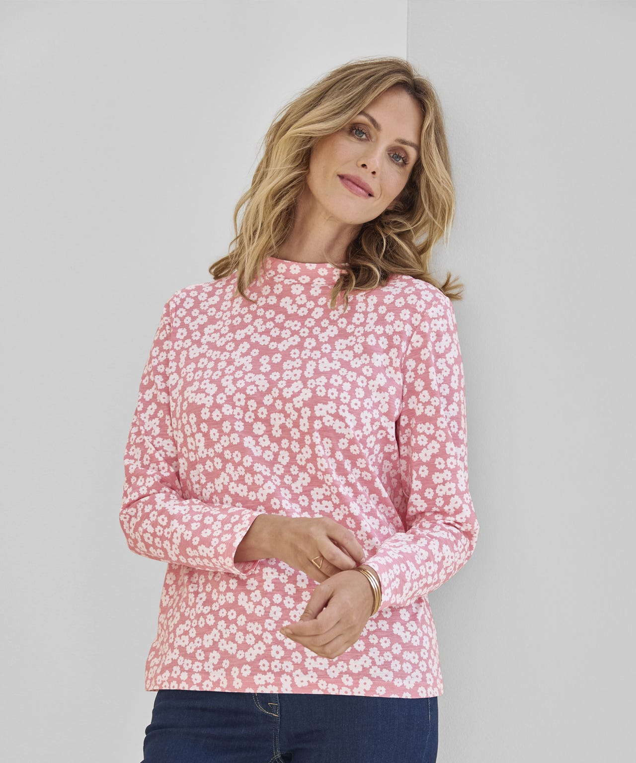 Turtleneck Long Sleeved Cotton T-shirt
