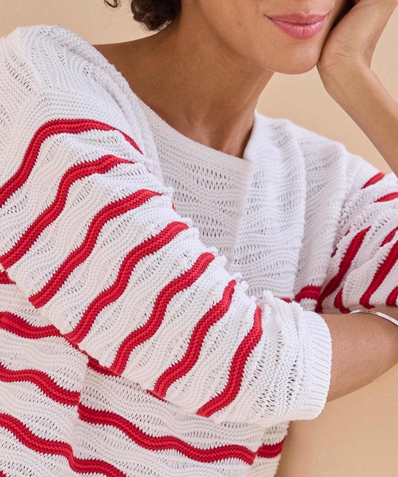 Stripe Fancy Stitch Jumper