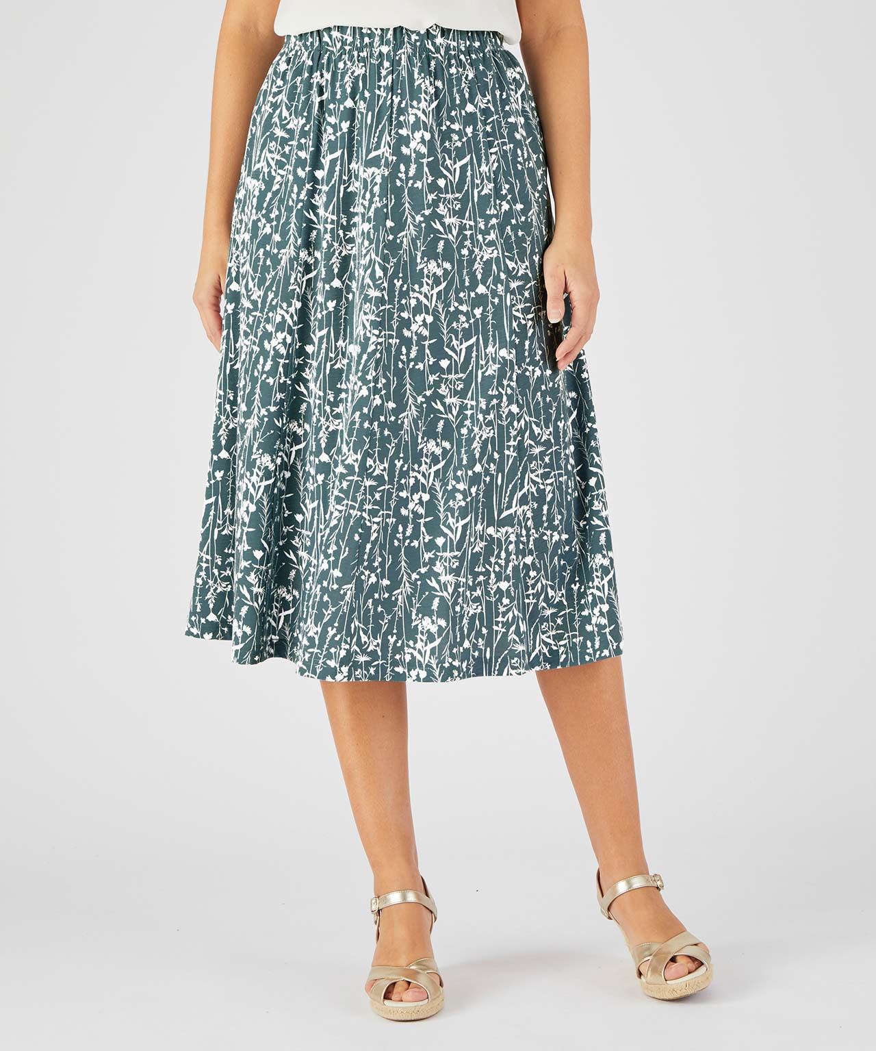 Damart Women's Sage Floral Jersey Skirt