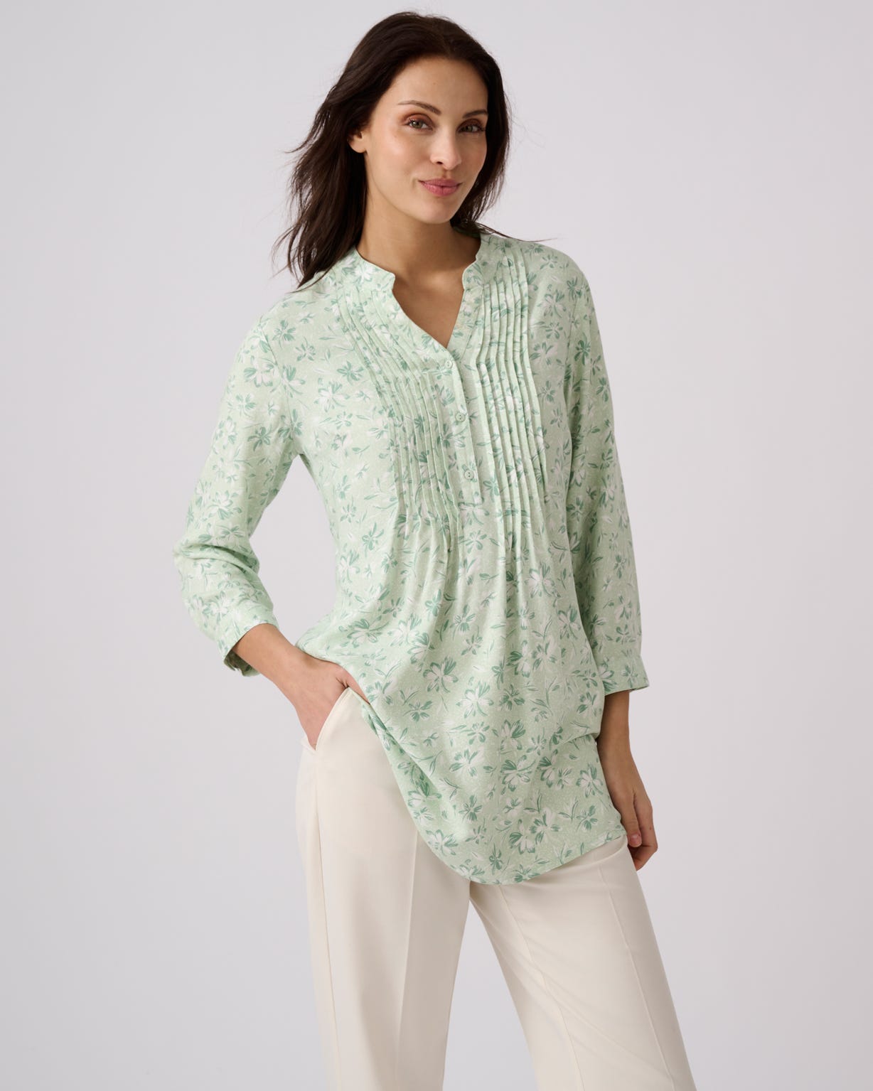 Front Pleated Printed Tunic