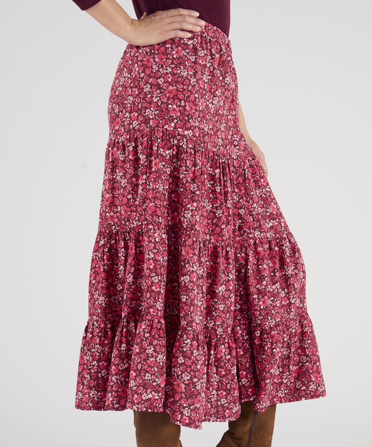 Button-through Print Skirt