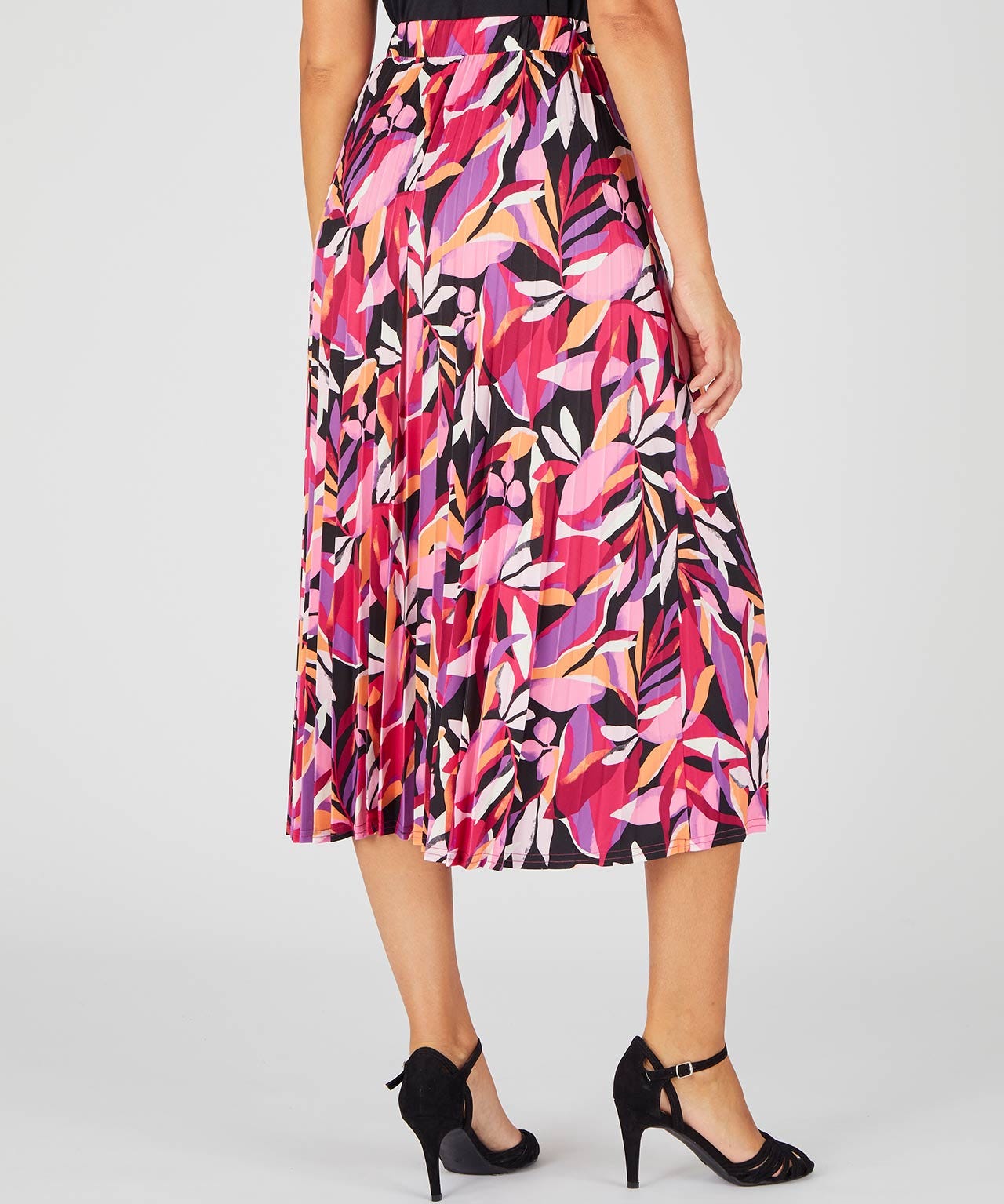 Jersey Print Pleated Skirt