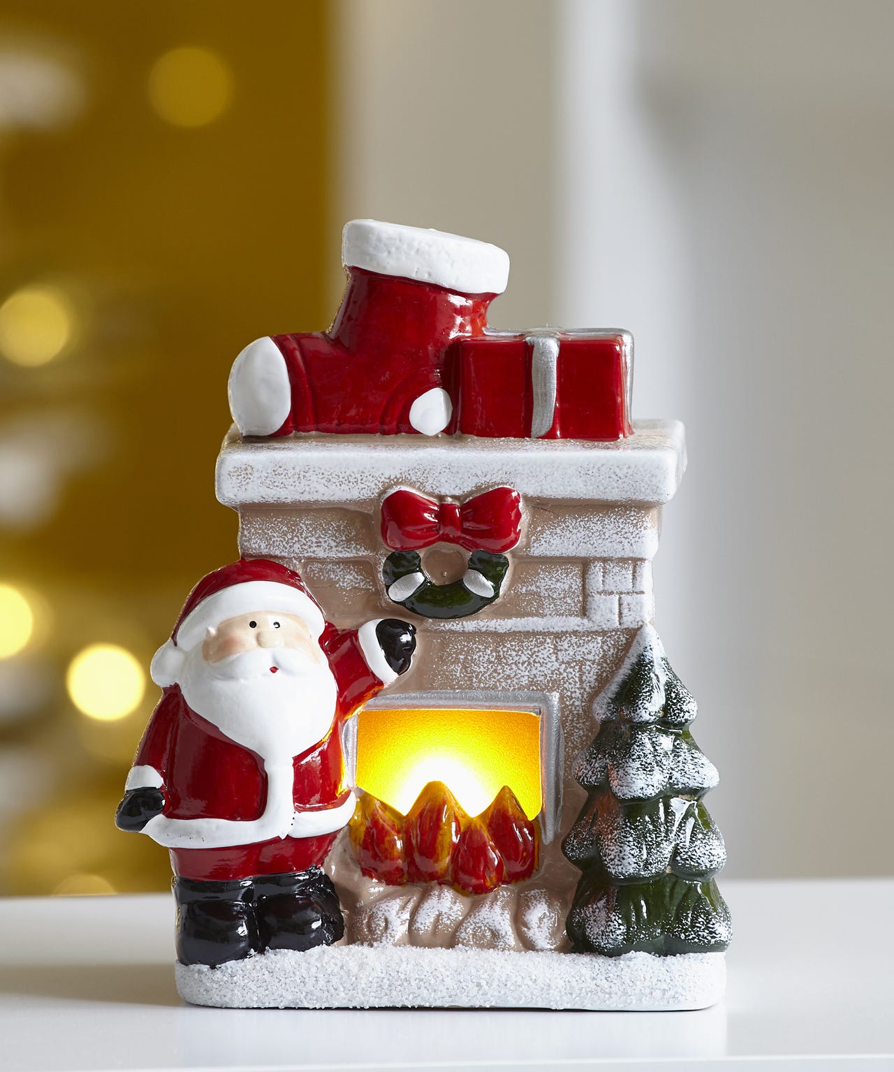 Damart Unisex Multicolor Lit Santa Ornament