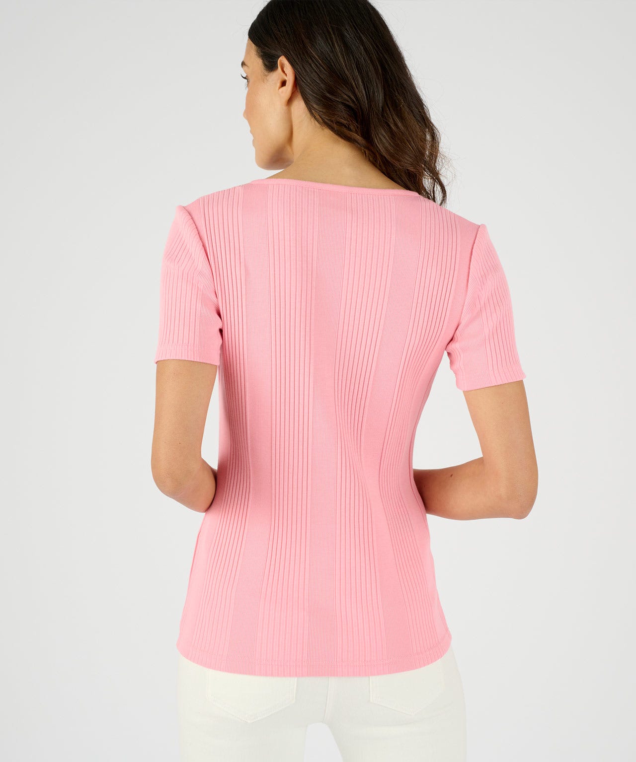 Ribbed Notch Neck T-shirt 