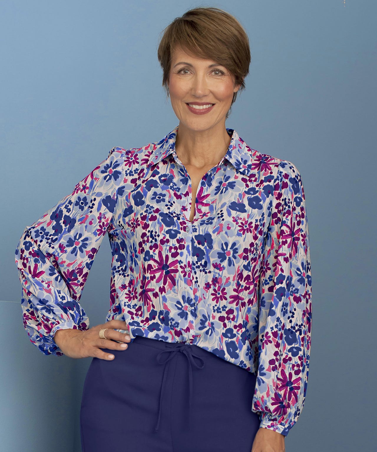 Balloon Sleeve Floral Printed Blouse