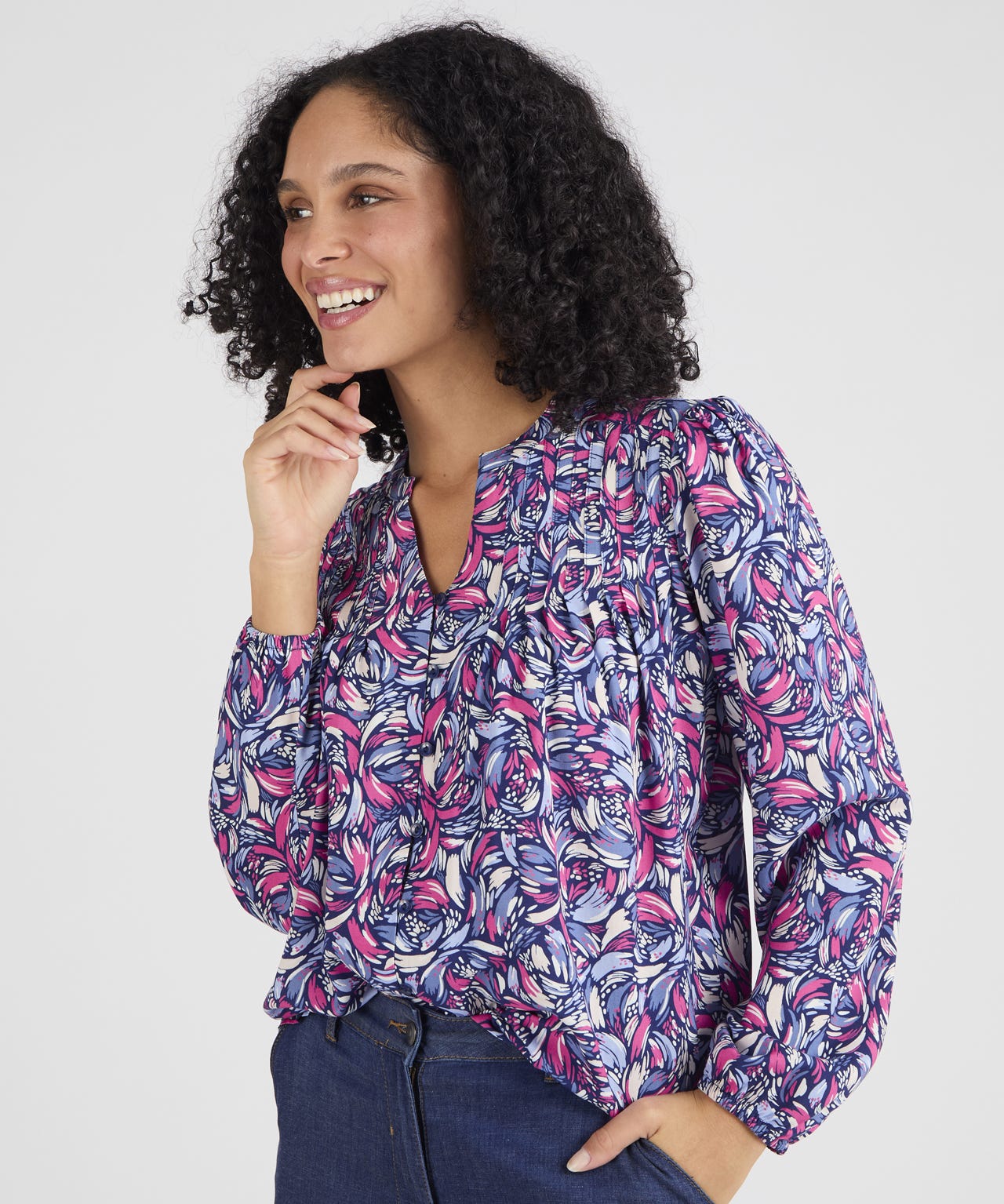 Floral Print Pull-on Blouse 