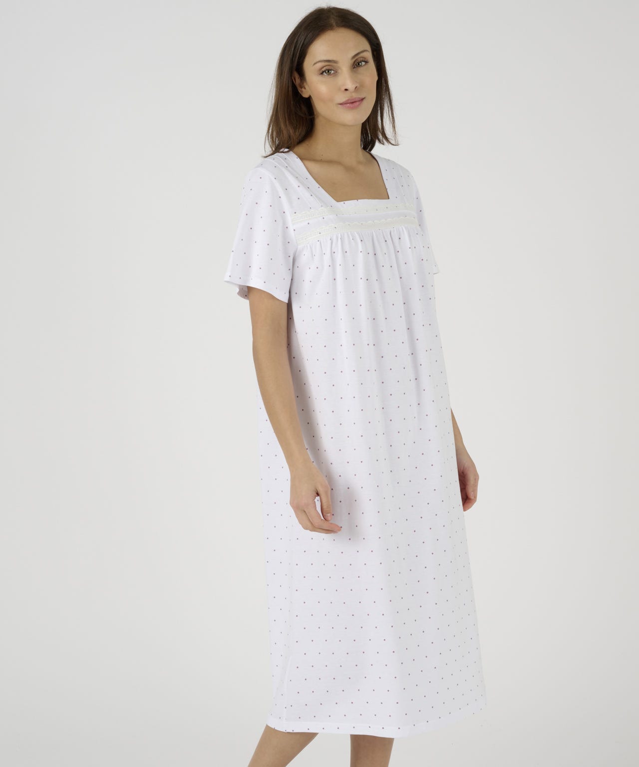 Short Sleeved Dot Print Nightdress 