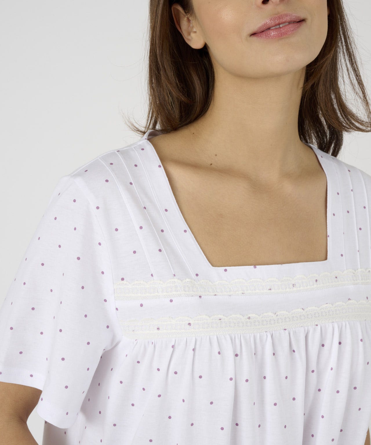 Short Sleeved Dot Print Nightdress 