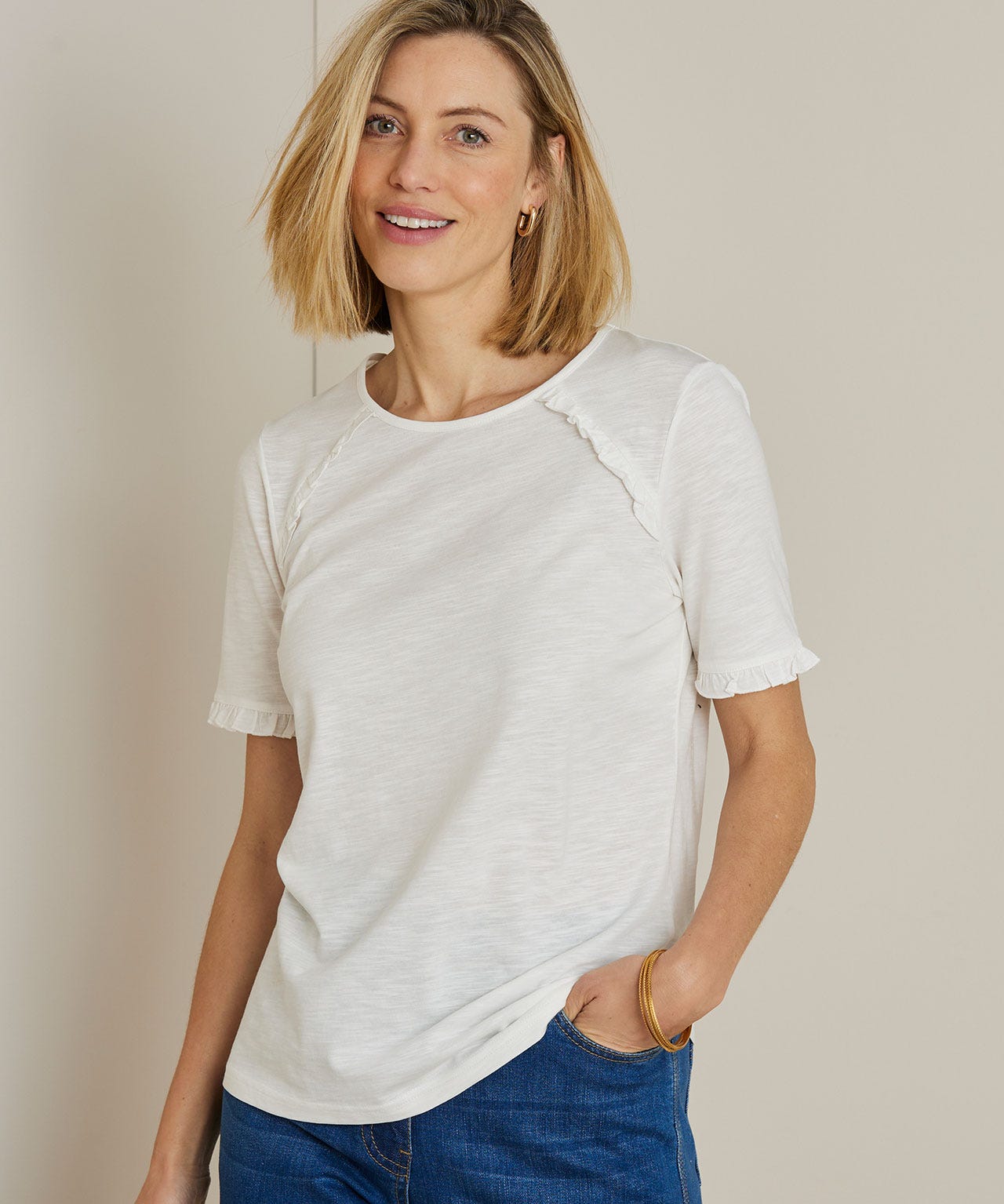 Ruffle Trim T-shirt 